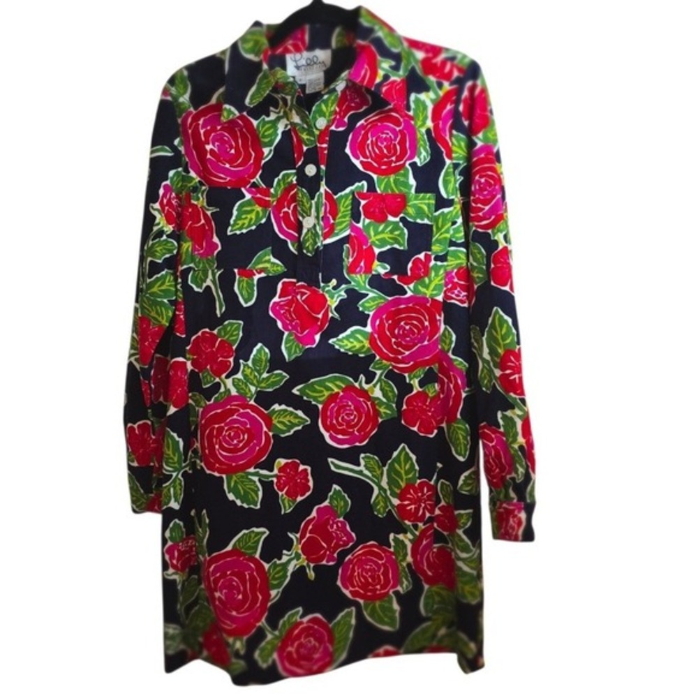 Vintage Lilly Pulitzer Corduroy Rose Dress Sz 8 Preppy Cottagecore Mod